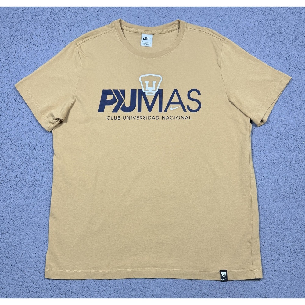 Nike Pumas UNAM Shirt Mens XL Beige Soccer Football‎ Club Universidad Nacional